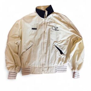 Vintage Bomber Jacket. Yamaha Venture Bomber Jacket. Cream &black jacket. Size L